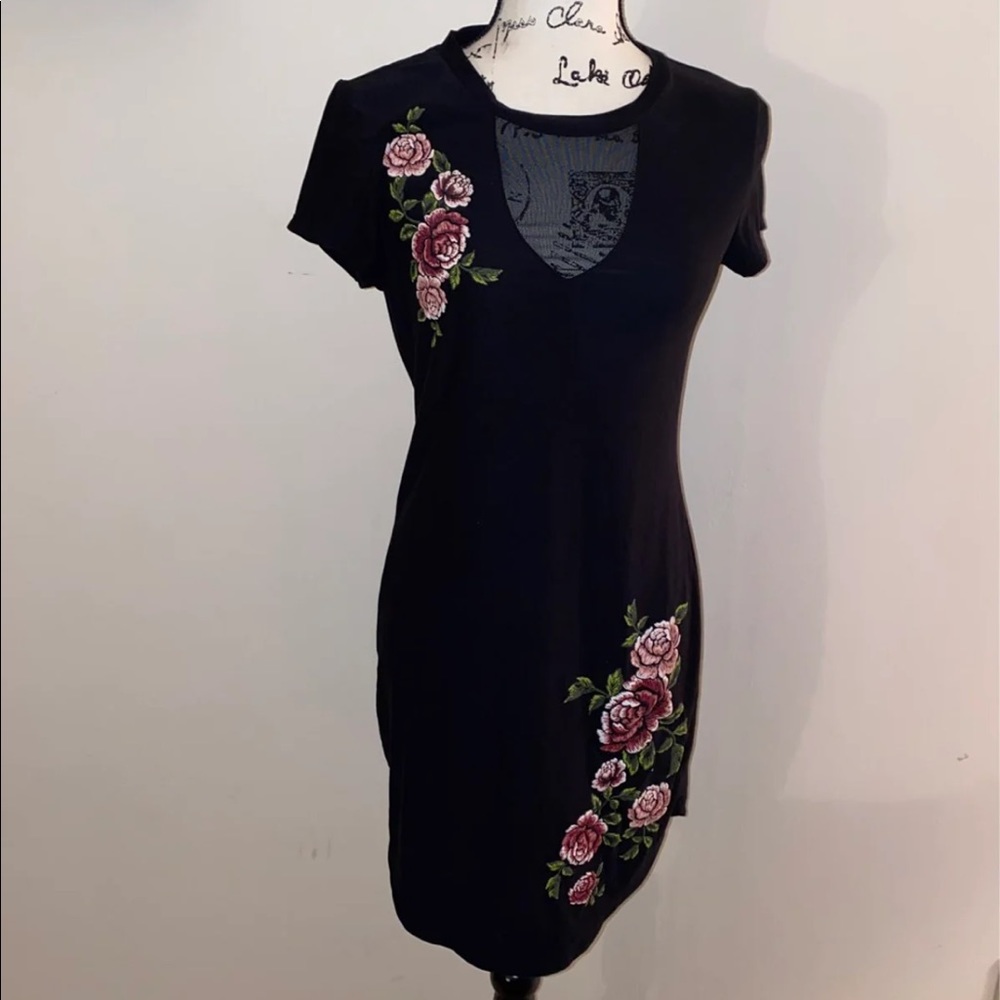 Black Floral Mesh Dress